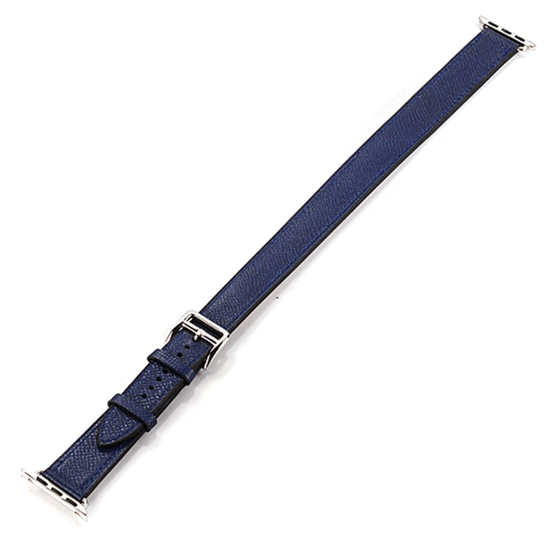 dark blue Ремешок из натуральной кожи для apple watch 4 band iwatch series 5 4 3 2 correa apple watch 42 мм 38 мм 44 мм 40 мм двойной тур ремешок для часов - Цвет ремешка: dark blue