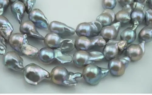 Великолепное огромное жемчужное ожерелье 15-18 мм с южным морем и серым жемчугом 38