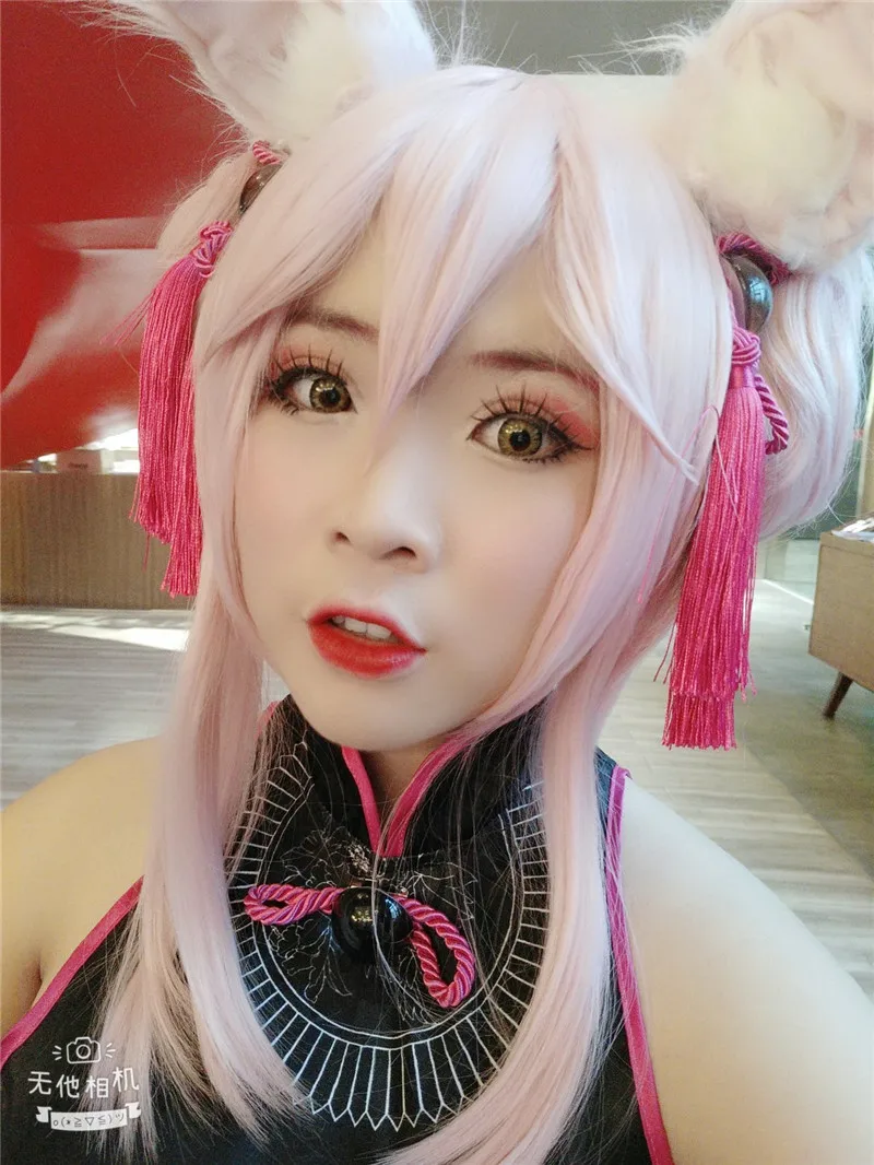 Fate/Grand Order Servant Cosplay Wig Tamamo No Mae Pink Hairpiece Wigs With Clip On Ponytail Halloween Carnival |