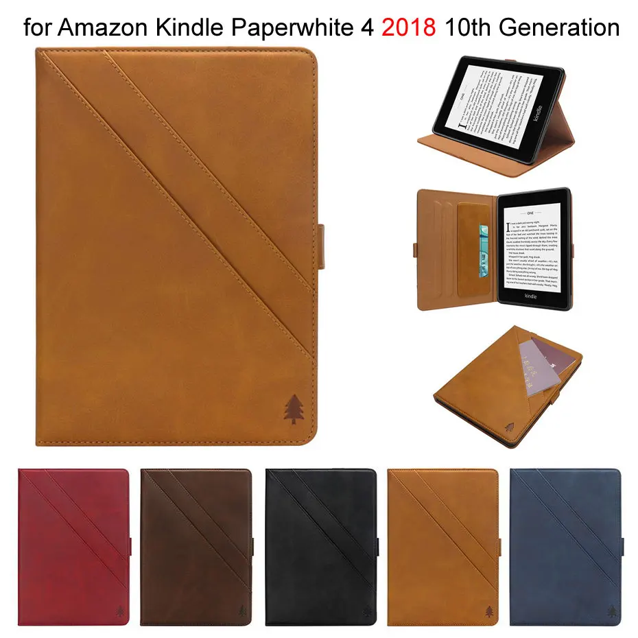 Кожаный флип-чехол для Amazon All-New Kindle Paperwhite 2018 выпущенный смарт-чехол Funda 4 10-го