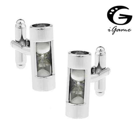 

iGame Sandglass Cuff links Copper Material Functional White Hourglass Design Free Shipping
