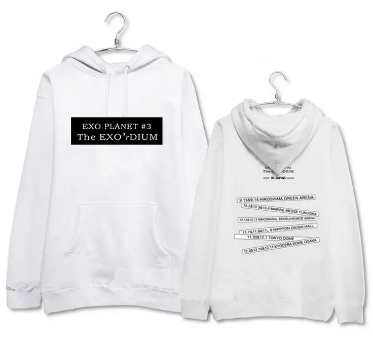 

Fashion kpop exo concert chanyeol baekhyun same printing sweatshirt unisex pullover fleece hoodies for exo fans