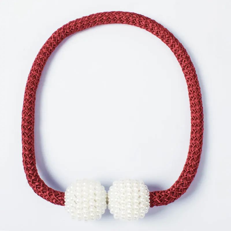 Fashion Pearl Magnetic Curtain Clip Curtain Holders Tieback Buckle Clips Hanging Ball Buckle Curtains Accessories Home Decor - Цвет: Jujube Red
