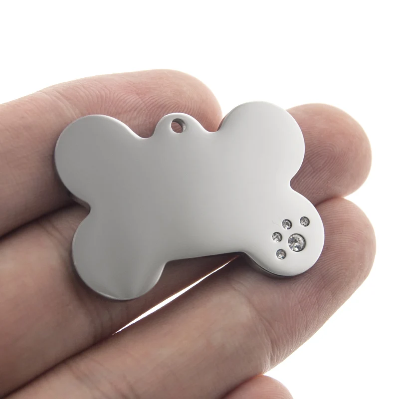 100% нержавеющая сталь круглые &amp Сердце собачья кость Пустые бирки подвески Шарм