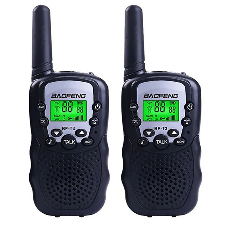 Черный baofeng BF-T3 BF T3 BFT3 cb комплект мини детская рация для детей 2 шт автомобильная портативная рации ham радиостанция трансивер baufeng двухдиновая магнитола радиостанции boafeng uhf телефон walki talki радиолюбитель - Цвет: Черный
