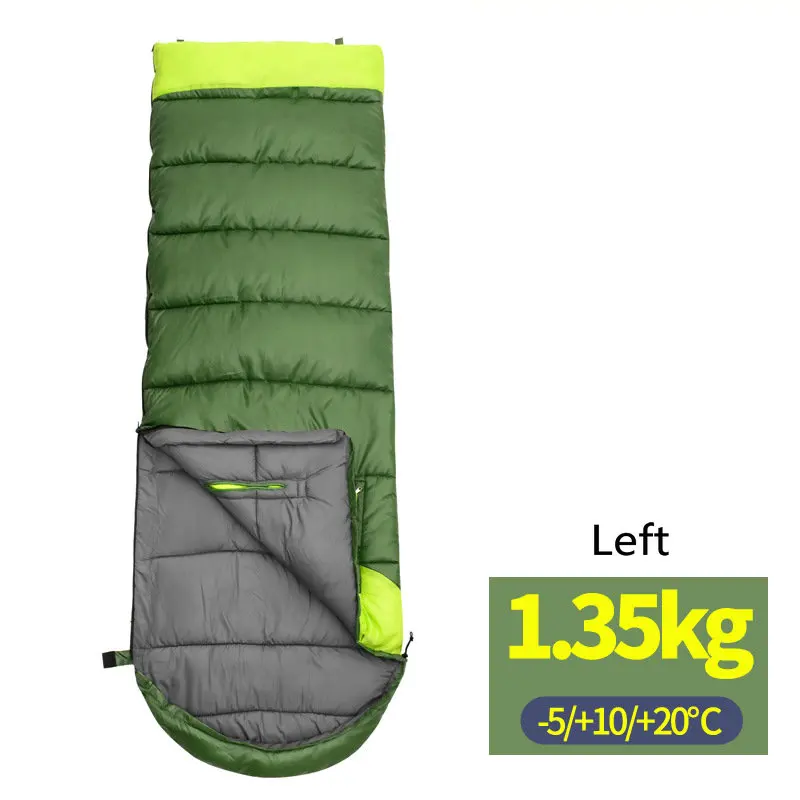 green Left 1350g Открытый Отдых толстые полые хлопка конверт Тип Сращивание Спальные мешки 3 сезон теплый восхождение Пеший Туризм хлопок спальный мешок - Цвет: green Left 1350g