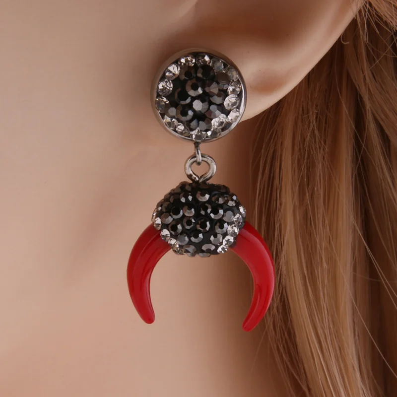 NeeFu WoFu серьги рога Стразы Обруч из смолы большие для женщин панк большой букле