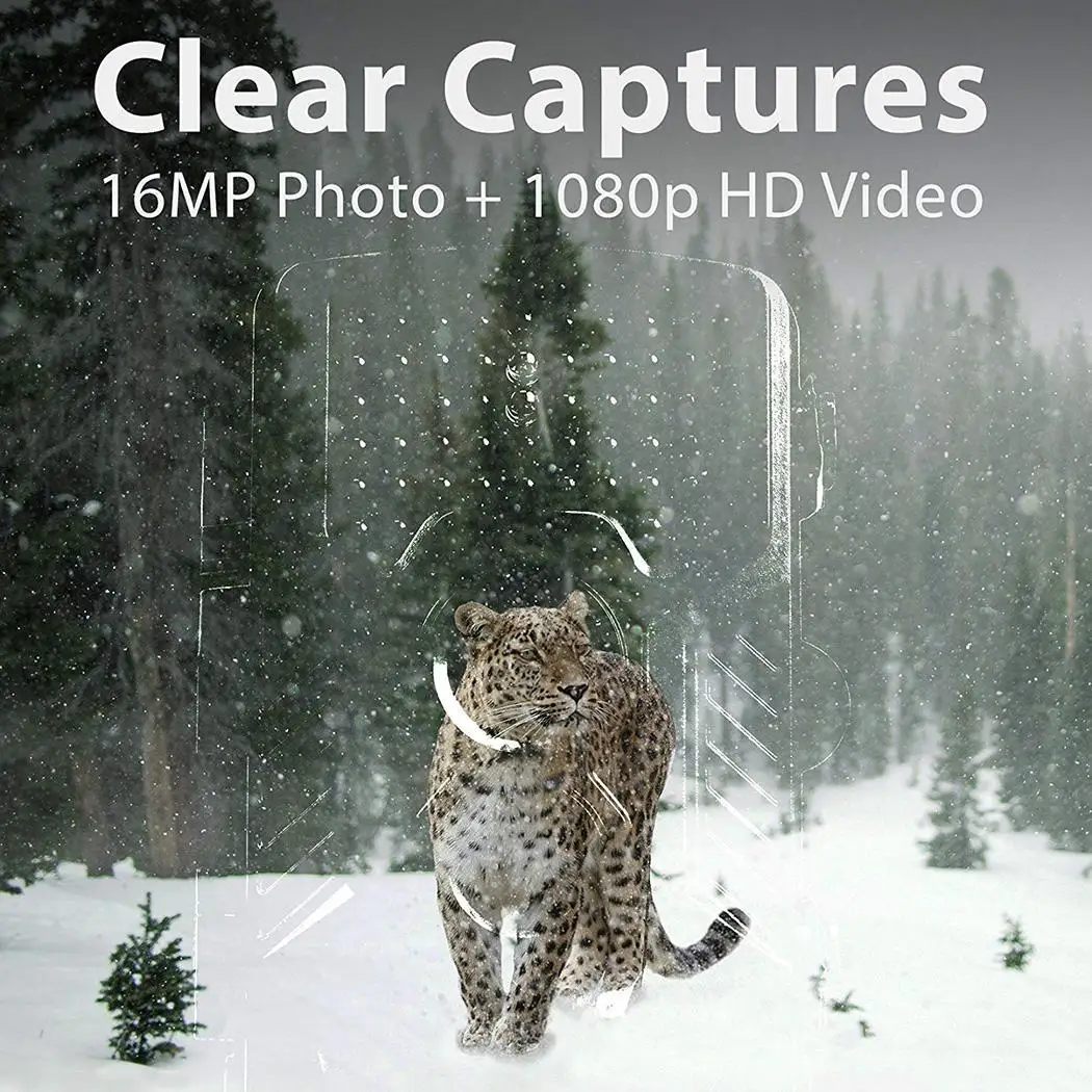 Охотничья камера 16MP HD 1080 P инфракрасная 0.1mA ночного видения 42 светодиода Дикая P/720