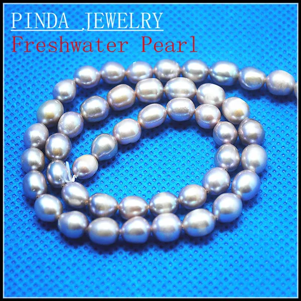 

Nature Cultured Freshwater Pearl Beads Accessories DIY fashion beads rice shape 6-7mm 14.5" length hole 0.8mm Grade AA 1 strand