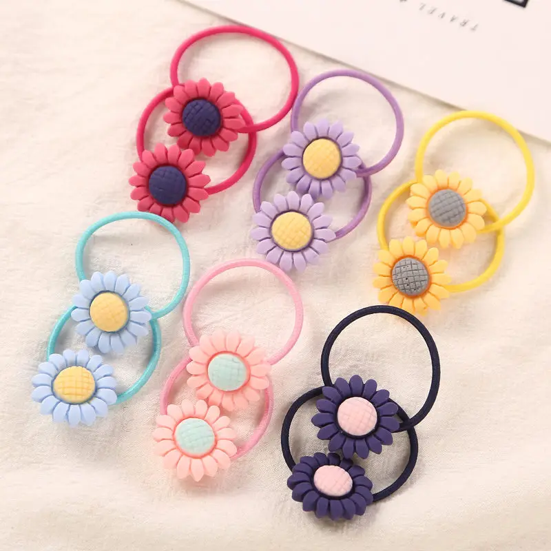 Sun flower Color mix 12 шт./лот 3 см Детские резинки для волос аксессуары для волос модные милые резинки для волос Веревка для девочек детские головные уборы - Цвет: Sun flower Color mix
