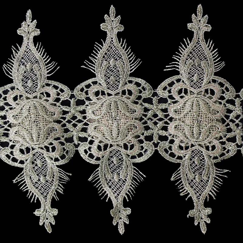 5 ярдов 3D золотая металлическая Цветочная аппликация кружевная вышивка отделка