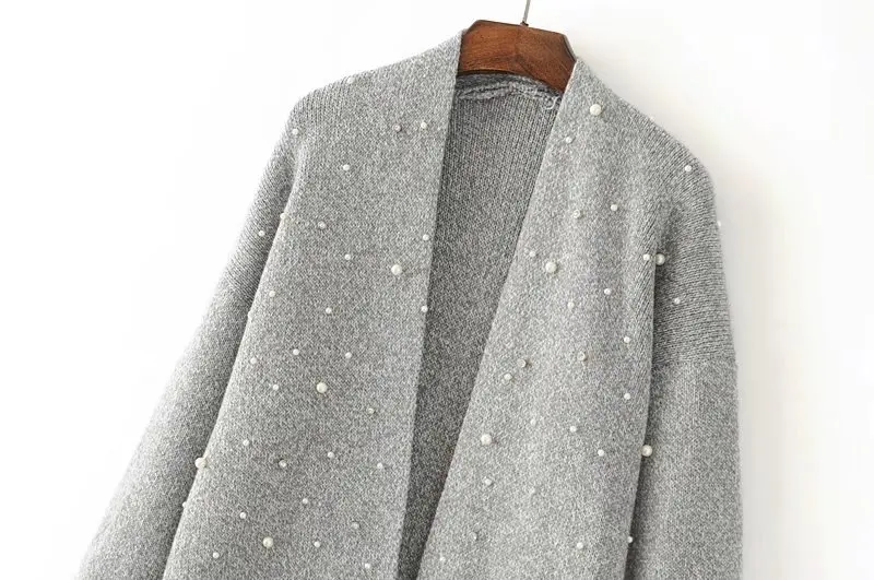 New Fashion 2020 Women's Solid Color Beaded Sweater Cardigan Thick Coat Female Long SW819 |