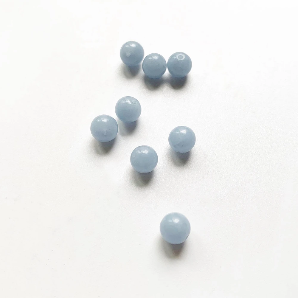 Natural Angelite Stone Beads 6mm Genuine Round Loose Ball Angel Blue Crystal Stones for DIY Jewelry 10pcs | Украшения и