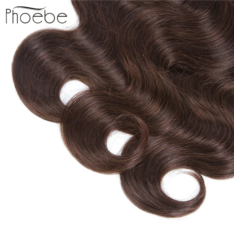 Phoebe Hair 2# Malaysia Body Wave 4 Bundles with Closure Non-Remy 100% Human With 4*4 Lace | Шиньоны и парики