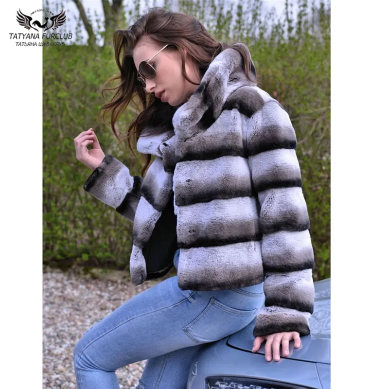 Winter Fashion Short Fur Coats Natural Women Real Chinchilla Color Rex Rabbit Fur Jackets 2022 New Trendy Luxury Fur Overcoats