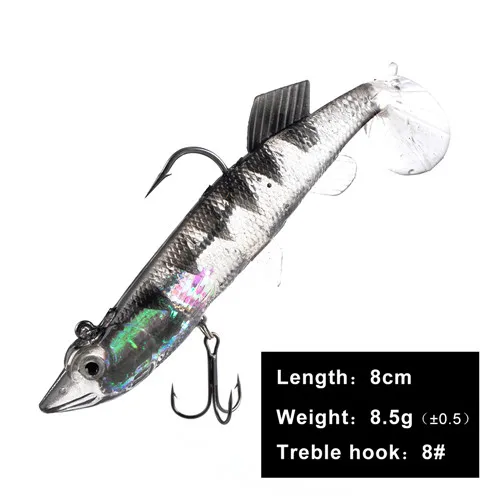 Рыбы король 8/10/12/14 см 6 Цвет мягкий 3D глазами, свинец рыболовные приманки с хвост Щука Мягкая приманка с тройным крючком наживки, искусственная наживка блесна - Цвет: 003 8cm