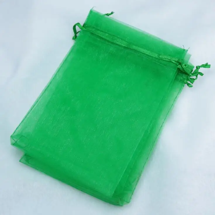 Grass green Быстрая, 100 шт./лот, 7x9, 9x12, 10x15, 13x18 см, свадебные, рождественские сумки из органзы, упаковка для ювелирных изделий, дисплей и пакеты - Цвет: Grass green