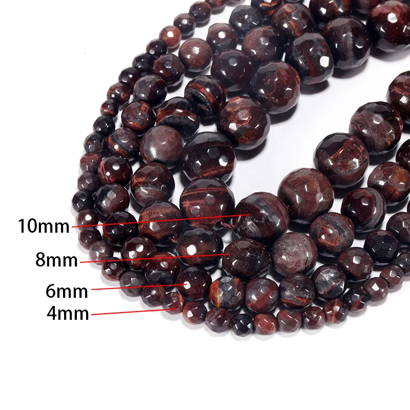 red tiger eye faceted loose beads wholesale lots bulk 4 6 8 10mm sizes natural stone for jewelry making fit diy handmade | Украшения и
