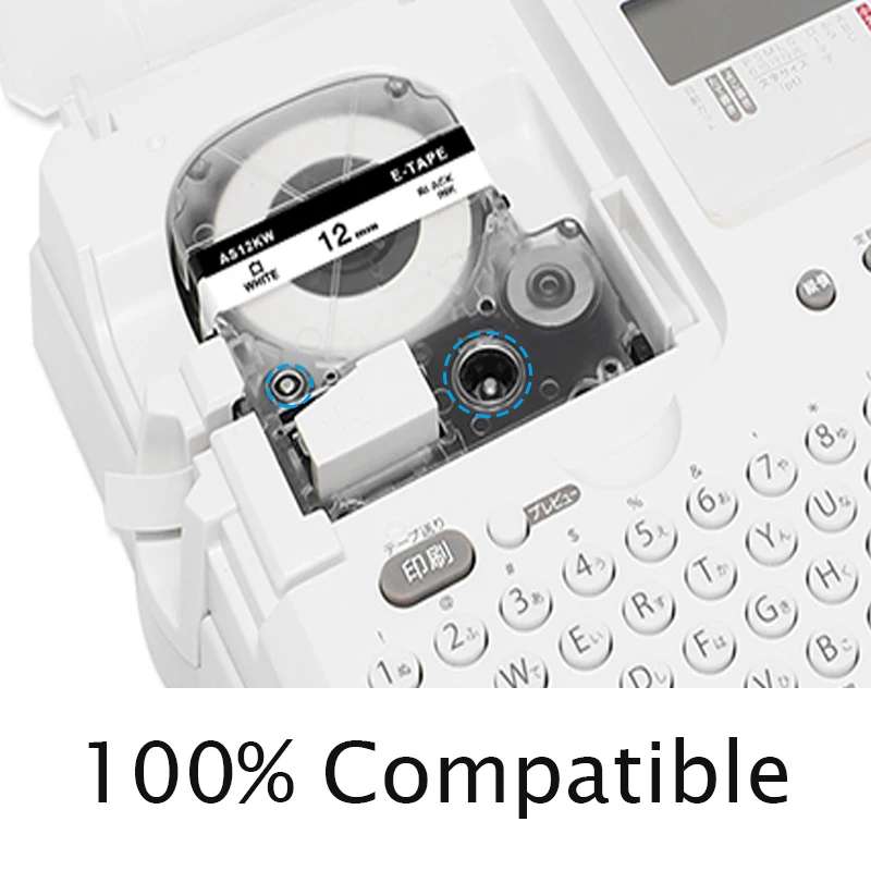 Совместимый картридж Labelcreate для печати этикеток 12 мм Epson LabelWorks ST12KW SS12KW LK с лентами