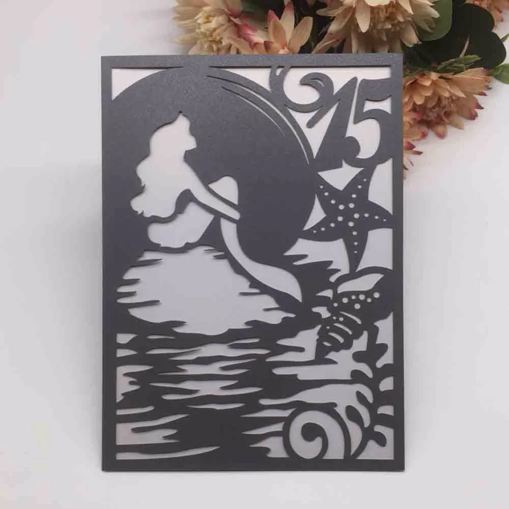 100 шт полый лазерный разрез маленькая Русалочка Свадьба Помолвка дизайн