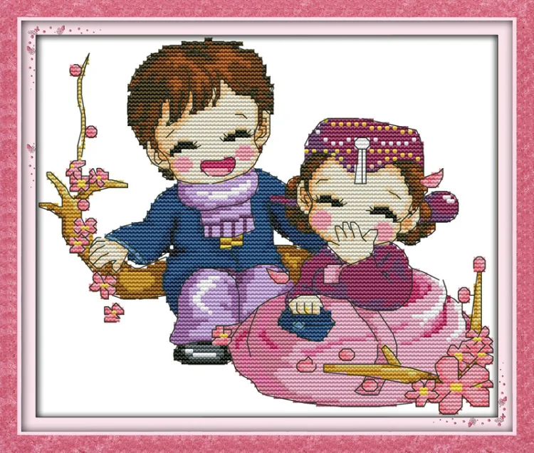 Набор для вышивки крестиком под персиковым деревом картины сделай сам на холсте