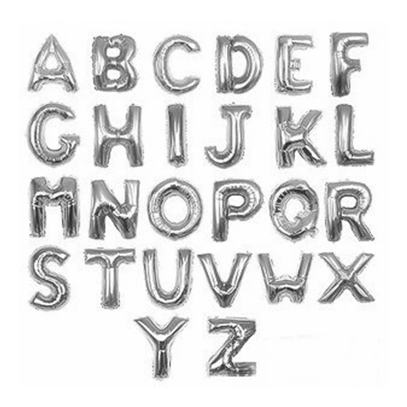 Гелиевые воздушные шары с серебряным алфавитом 50 шт. 16 дюймов для дня рождения