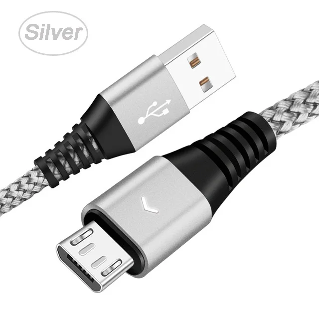silver Светодиодный USB свет Зарядное устройство кабель проводной с микро-usb кабель 2A с эффектом приближения c зарядкой Micro-usb микро Usb Kablo для samsung A10 M10 A6 J4 J6 J7 Nokia 3,1 htc sony - Цвет: silver