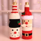 Новогодний набор чехлов для винной бутылки, сумки для чулок с Санта-Клаусом, снеговиком, настольные украшения для дома, новогодний подарок, рождественские украшения, праздничные принадлежности