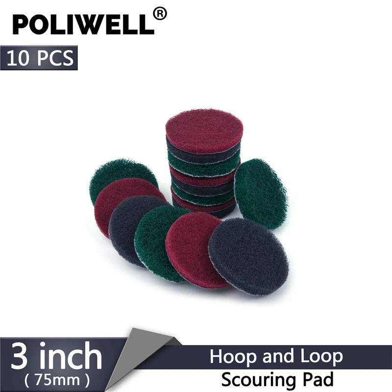 POLIWELL 10 шт 3 дюйма 75 мм Крюк & Петля промышленная Чистящая прокладка 240 400 1000