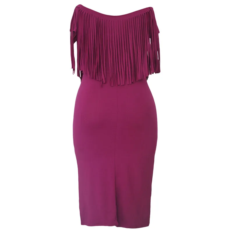 Розовый Черный Коротким Рукавом Fringe Топ Плюс Размер Платья Новый год Slash Шеи