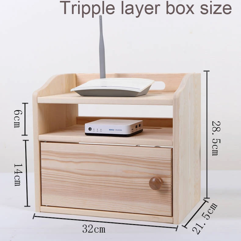 Tripple layer box Деревянный Настольный органайзер, Wi-Fi роутер, коробка для хранения, полка, держатель кабеля, шнур, розетка, доска, контейнер, провод, безопасность, аккуратный, для дома - Цвет: Tripple layer box
