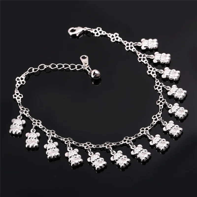 Женский браслет Collare Золотой/Серебристый на щиколотку с милым медведем оптовая