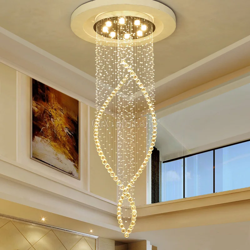 値段 1個Dia600 * H2000mmロングledスパイラルリビングK9クリスタルシャンデリア照明屋内器具階段階段ランプJF1777