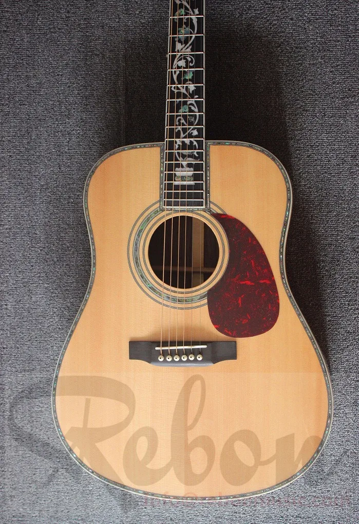 Weifang Rebon 41 Inch All Solid Acoustic Electric Guitar with fishman EQ and abalone tree life fretboard inlay | Спорт и развлечения
