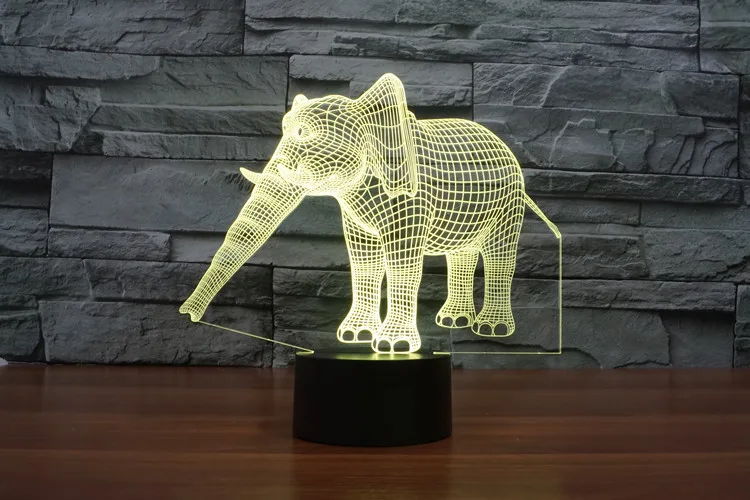 3D Atmosphere lamp 7 Color Changing Visual illusion LED Decor Lamp Elephant 3 Home Table Decoration for Child Gift | Игрушки и хобби