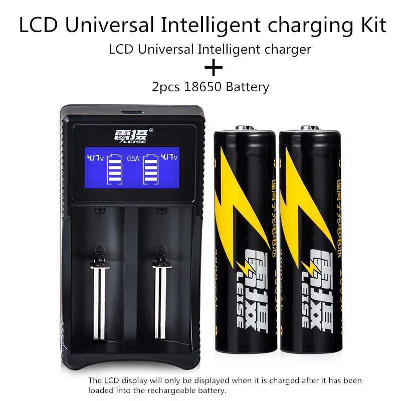 LEISE 2 slotsCharger with LCD+2pcs 3.7V 18650 Battery High capacity rechargeable battery &ampUniversal intelligent charger | Электроника
