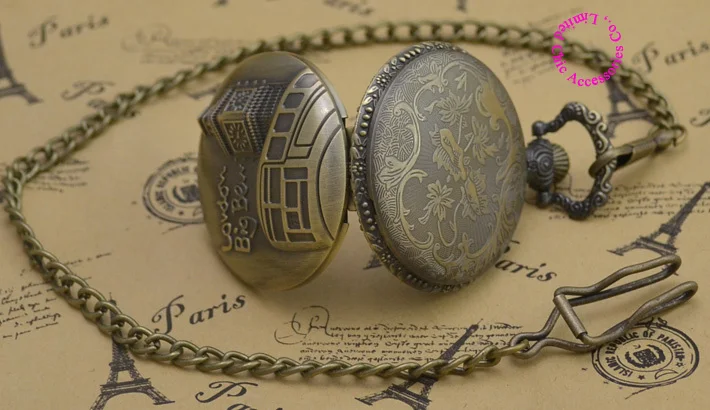 

Elizabeth Tower london big ben man quartz pocket watch fashion mens fob watches retro bronze vintage ancient antique old style