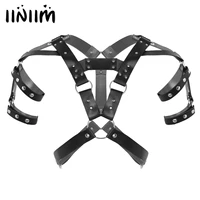 harness mens party costumes cosplay belts adjustable pu leather metal rivet studs body chest harness bondage shoulder half belt