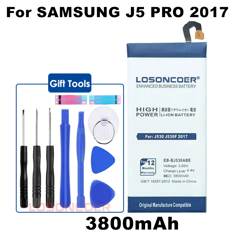 Аккумулятор LOSONCOER 3800 мАч для Samsung J530 J530F J530G 2017 J530S J5 Pro J530F/DS J530K J530L + Быстрая доставка