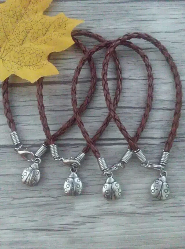 Женские плетеные браслеты и ножные Scarab/божья коровка 50 шт. A53|braided leather bracelet|leather