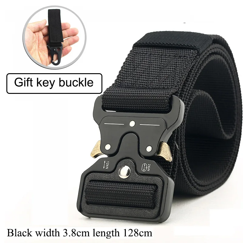 Black 3.8cm Na ja, автоматическая пряжка, нейлоновый ремень, мужской армейский тактический ремень, мужской военный пояс, Холщовый широкий пояс-шарф, ремень, тренировочный боевой - Цвет: Black 3.8cm