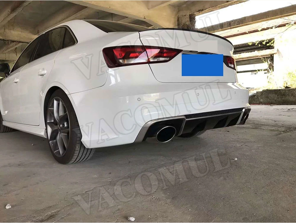 PP Material Wide Body Kit Front Lip Bumper Rear Hugger Back diffuser Spoiler for Audi A3 S3 RS3 Style