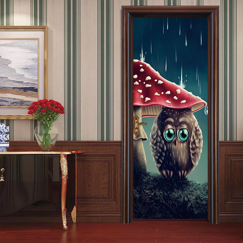 Новинка креативные милые наклейки совы звездное небо Сова дверь постер из ПВХ