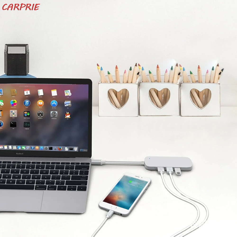 CARPRIE Тип usb C концентратор на 5 в 1 MacBook хаб с USB3.0 и зарядка PD Порты разъёмы