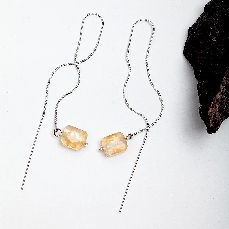 Дикий и свободный женский желтый натуральный камень висячие серьги в ретро стиле