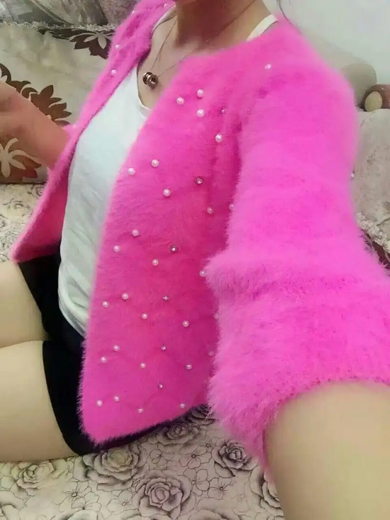 2017 Autumn spring Nail bead Sweater Cardigan feminino Female Casual Knitted Mohair Cardigans Women beautiful Sweaters Coat Knit |