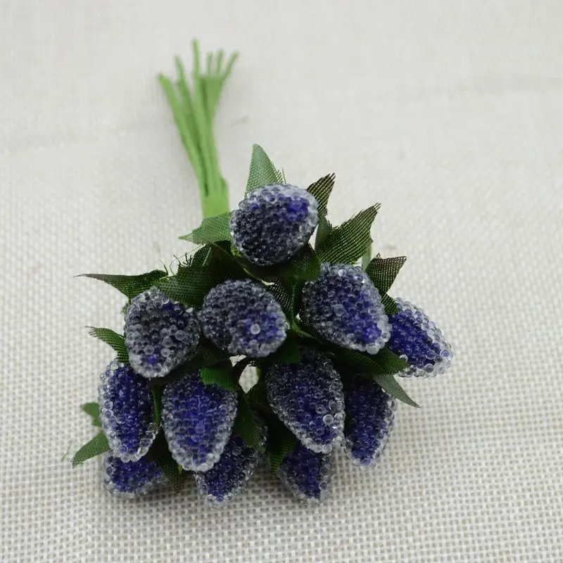 Royal blue 12 шт./лот, искусственные цветы для скрапбукинга, материалы для рукоделия, искусственные цветы, свадебный цветок, украшение, имитация клубники - Цвет: Royal blue