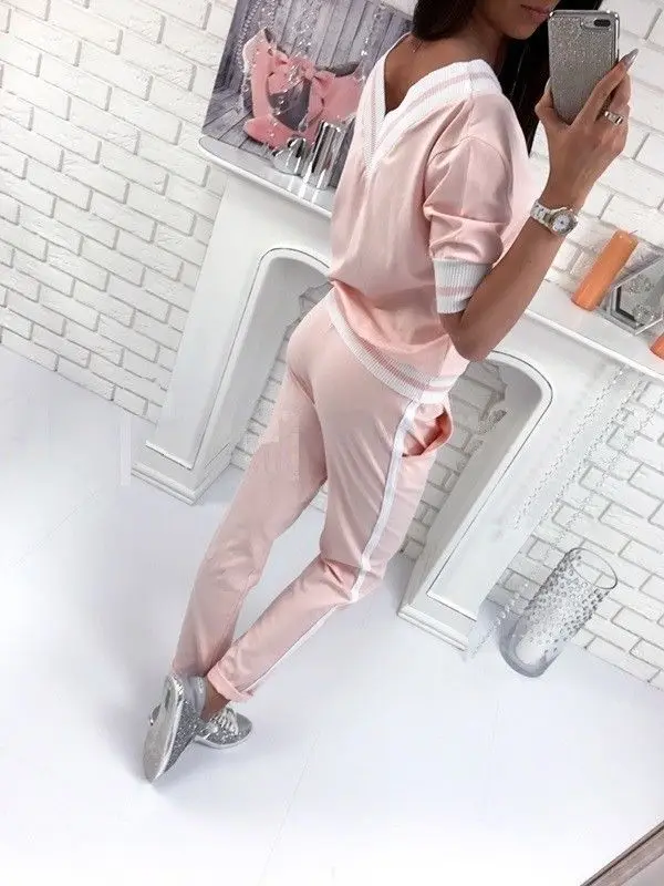 Женский спортивный костюм ITFABS повседневный Трикотажный с топом и штанами 2 шт. |