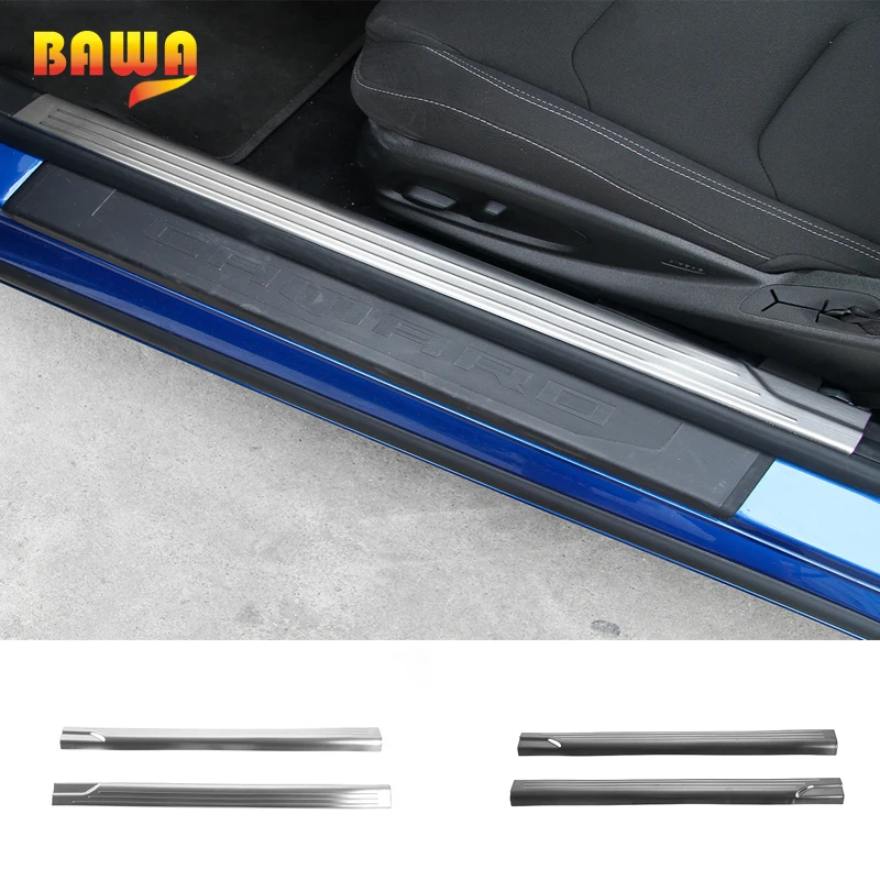 

BAWA Car Door Pedals Sill Scuff Plate Side Welcome Panel Stickers Inner Accessories For Chevrolet Camaro 2017 Up Car Styling
