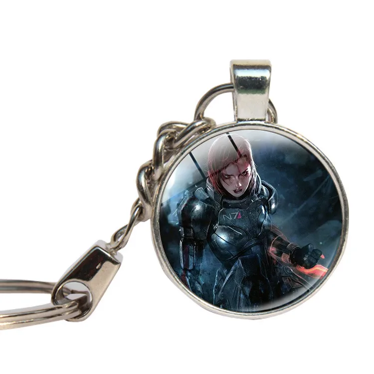 Mass Effect Inspired N7 брелок Горячая игра подарки для бойфренда стеклянный кабошон брелок стеклянный купол для ключа кольцо ювелирные изделия держатель для ключей - Цвет: As Shown
